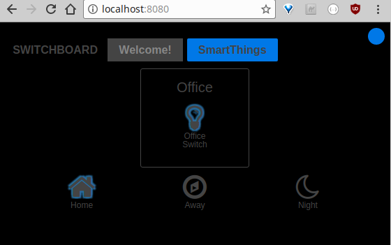 SwitchBoard interface with a linked SmartThings device.